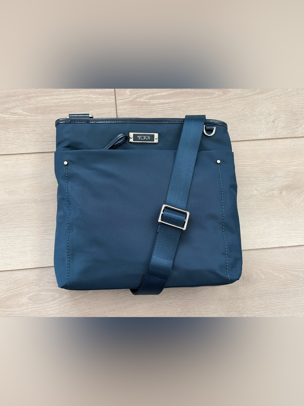 Tumi Teal-Blue Nylon Crossbody Messenger Bag